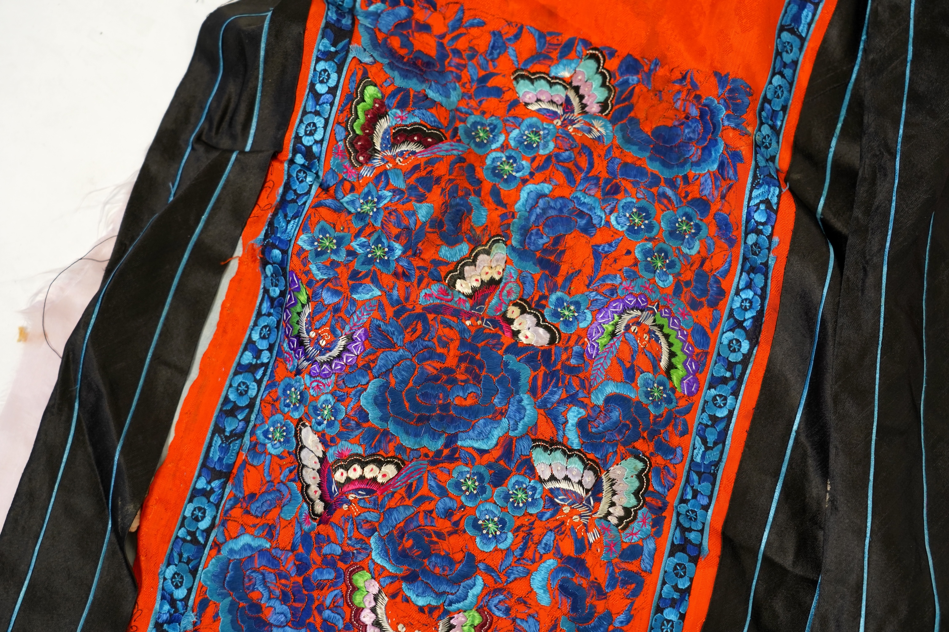 A late 19th century Chinese embroidered skirt, now made into a tunic